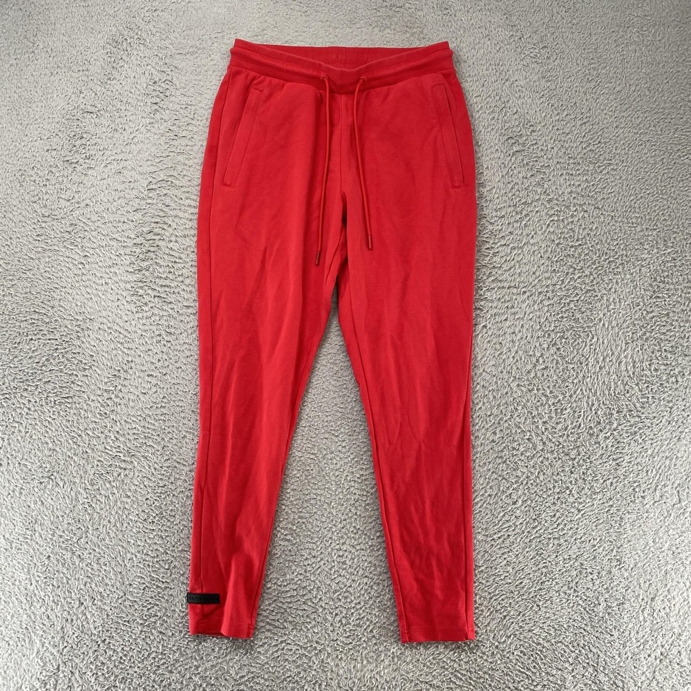 Alphalete Joggers Mens Medium Red Knit Sweatpants Zip Pocket Slim Fit Gym